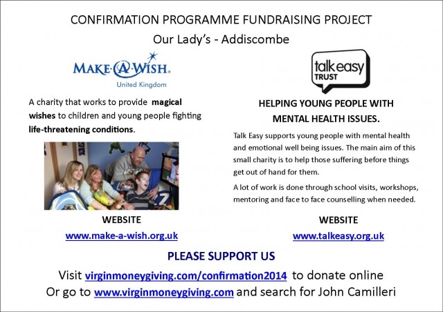 Confirmation charities flyer